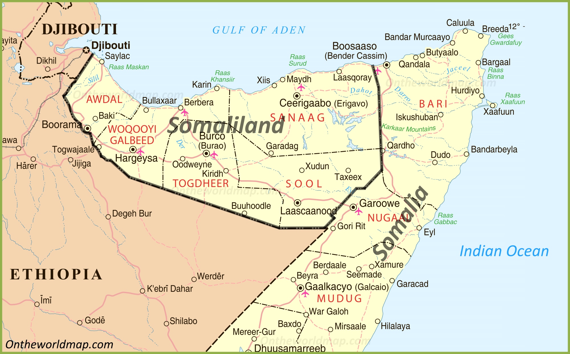 Large Detailed Map Of Somaliland Ontheworldmap