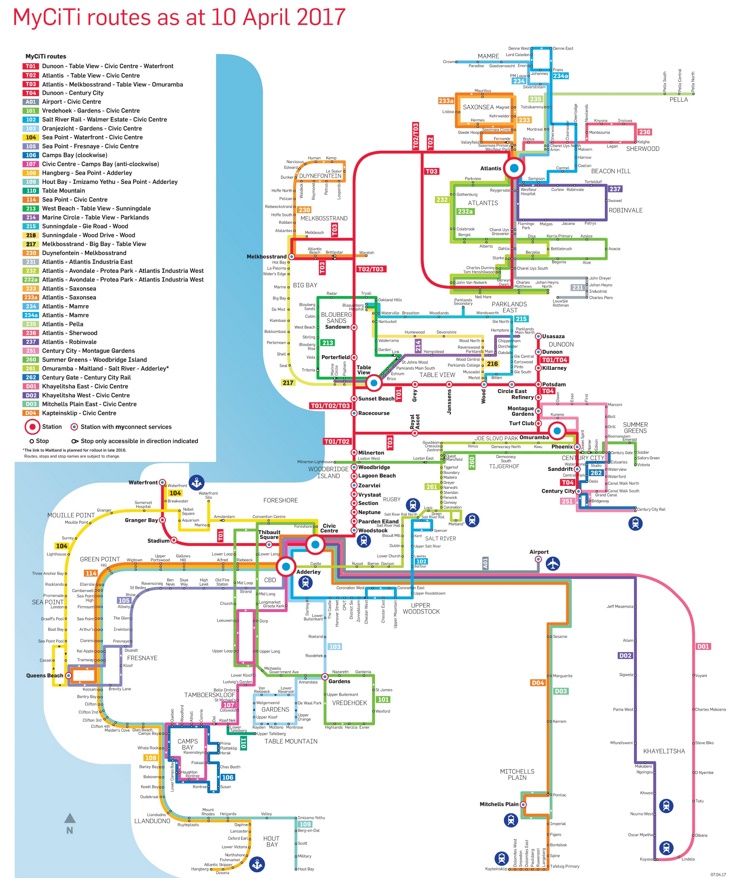 Cape Town MyCiTi bus map