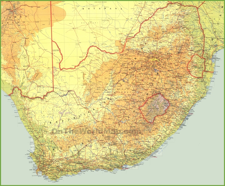 Large detailed map of South Africa