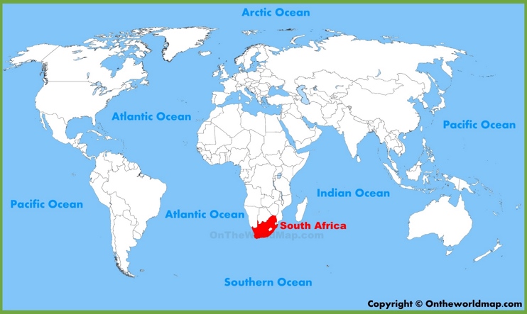 South Africa location on the World Map
