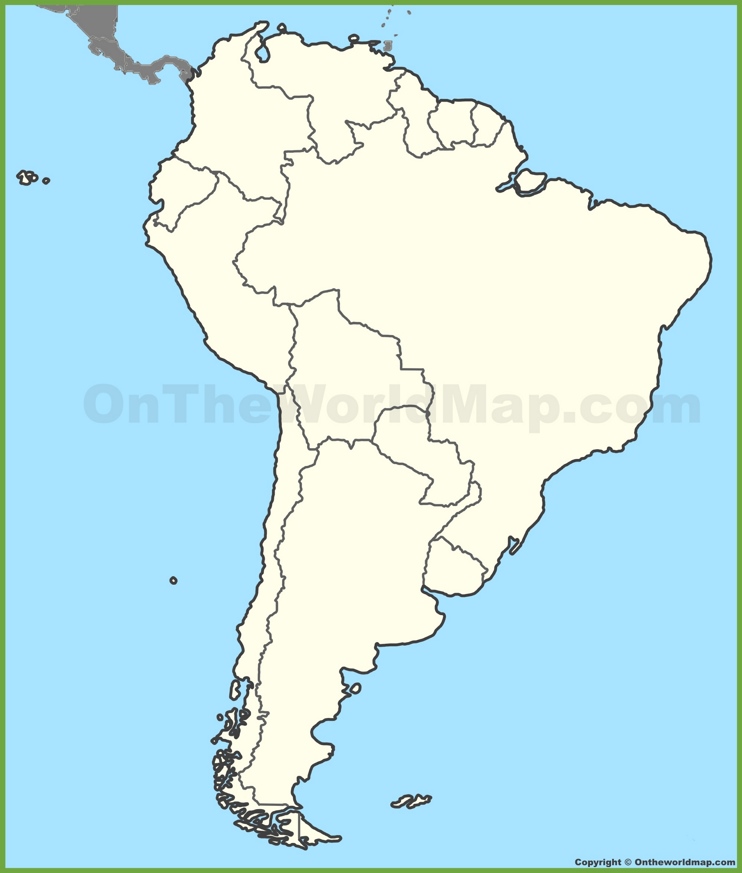 Blank Map Of South America No Borders