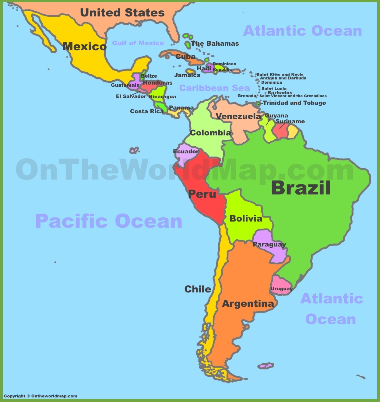 countries in south america map Map Of Central And South America countries in south america map