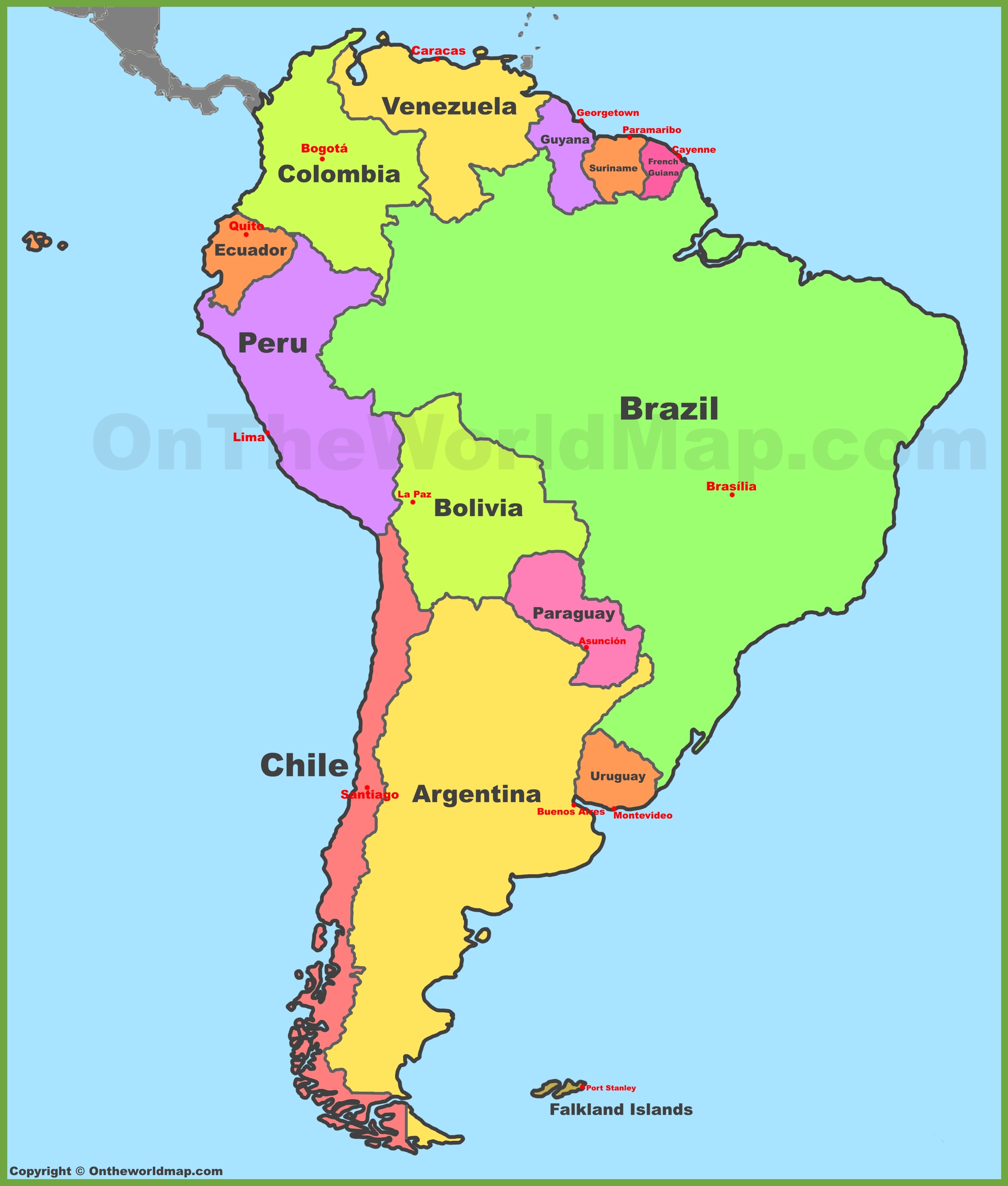 map of latin america with capitals Map Of South America With Countries And Capitals map of latin america with capitals