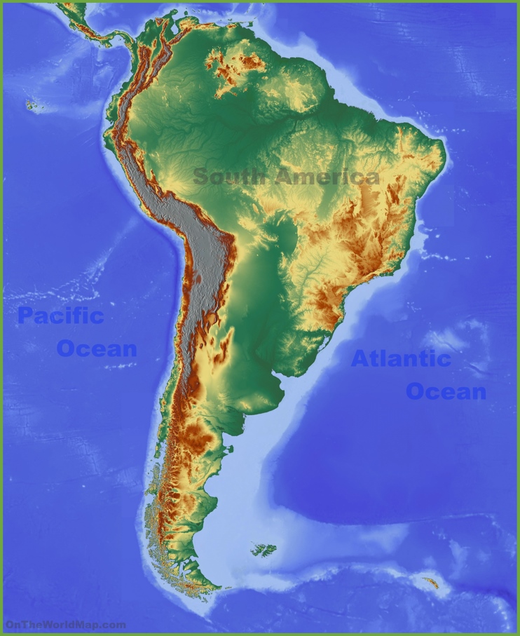 Physical map of South America