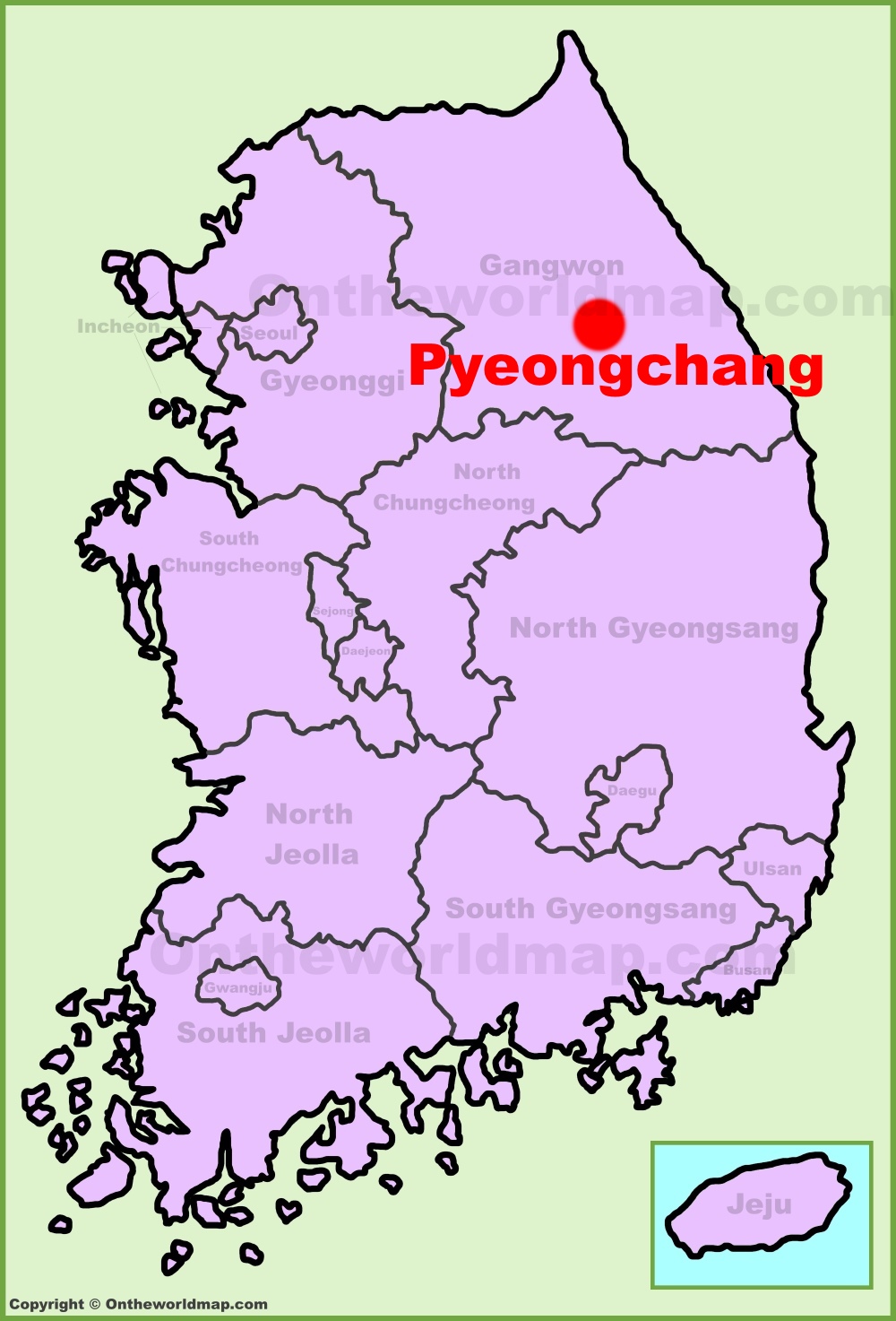 Pyeongchang Location On The South Korea Map