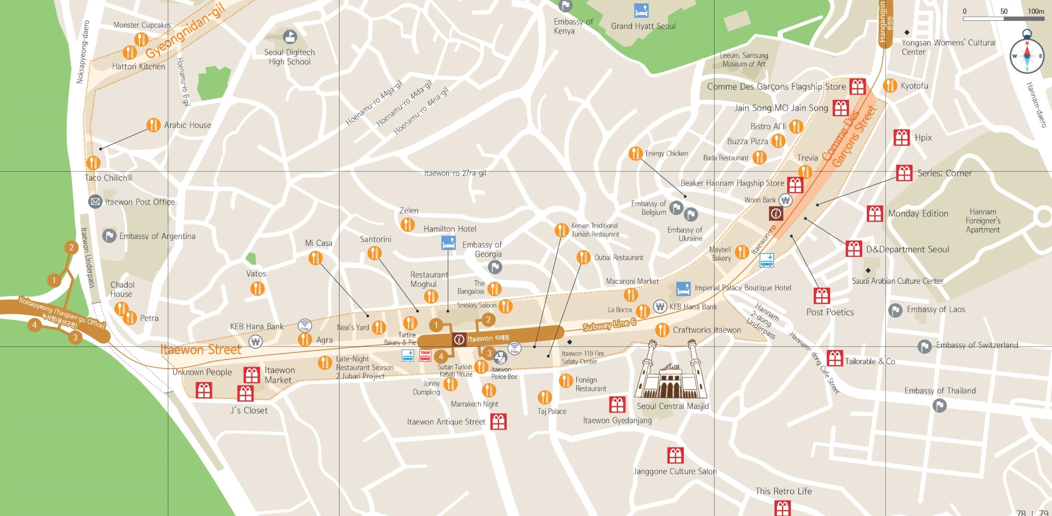 Itaewon Hannam Dong Shopping Map 