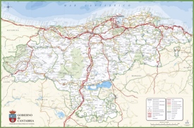 Large detailed map of Cantabria with cities and towns