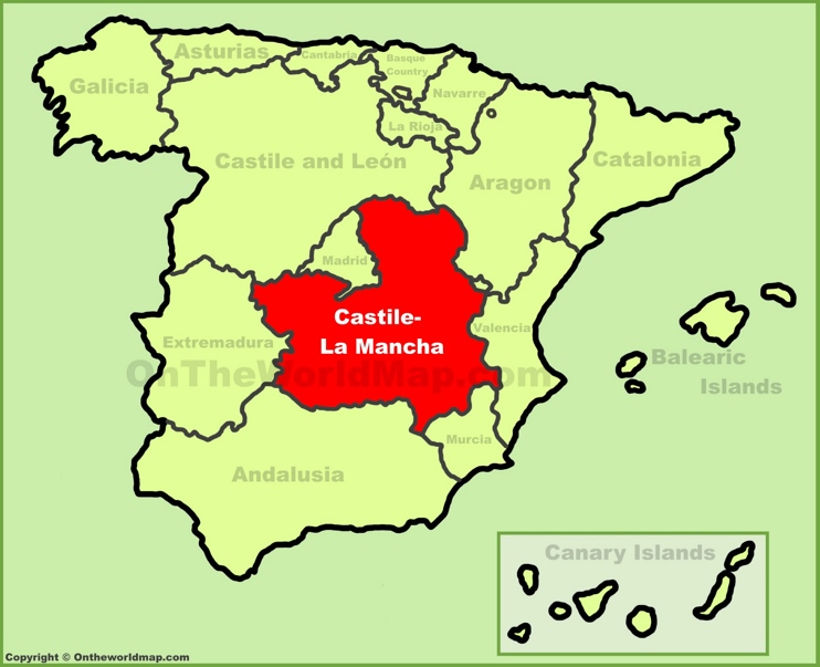Castilla-La Mancha location on the Spain map