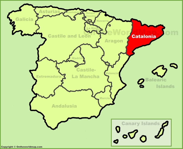 Catalonia location on the Spain map