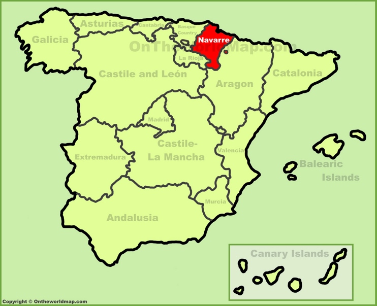Navarre location on the Spain map
