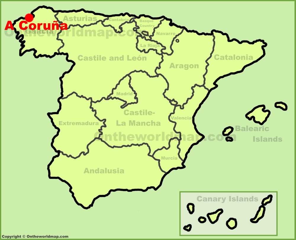 A Coruna Location On The Spain Map