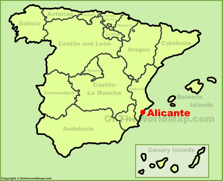 Alicante location on the Spain map