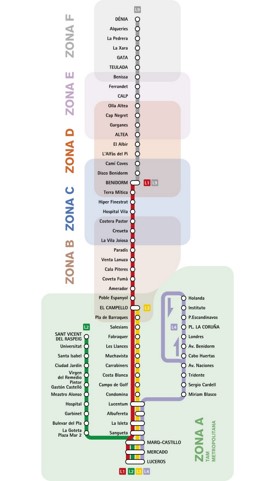 Alicante tram map