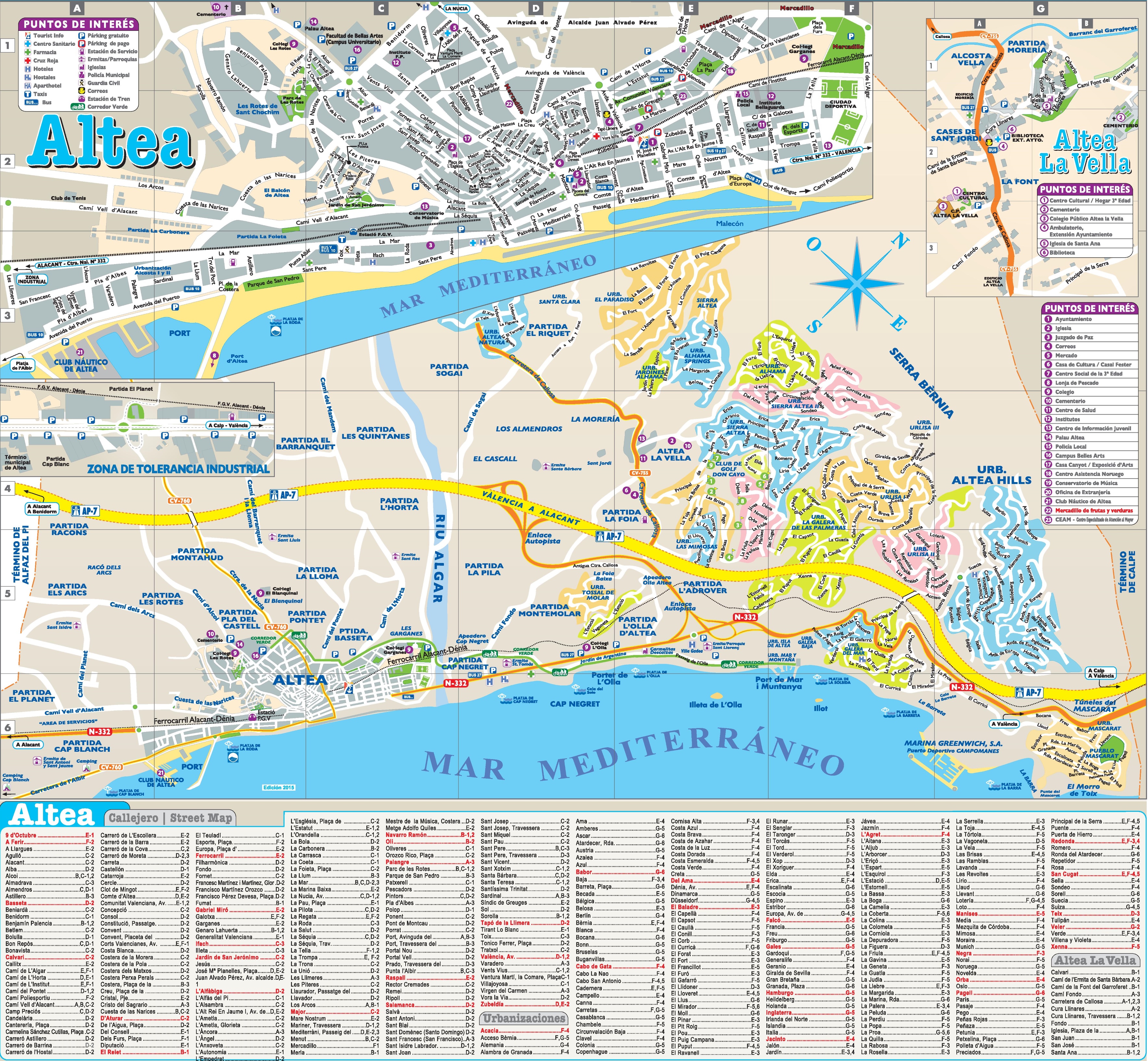 Altea tourist map3535 x 3266