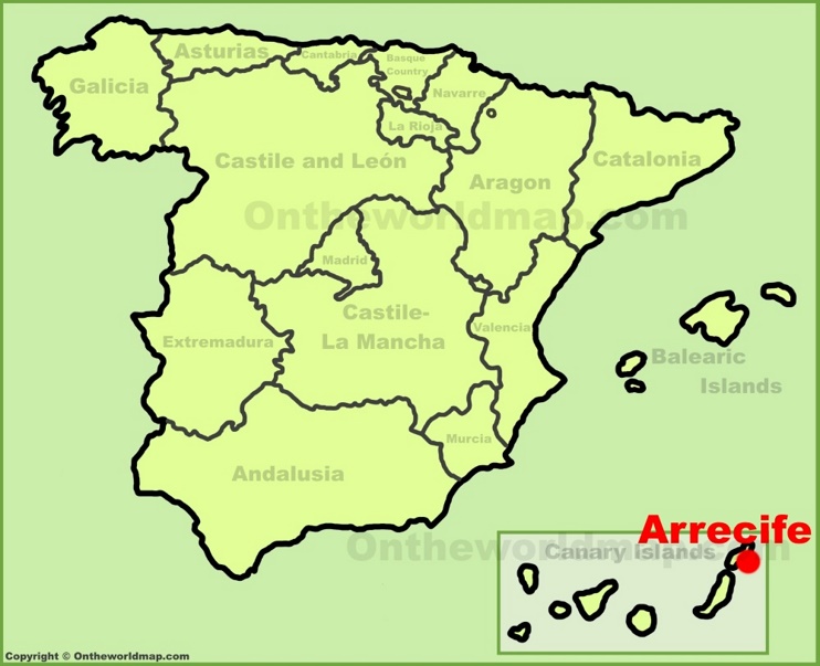 Arrecife location on the Spain map