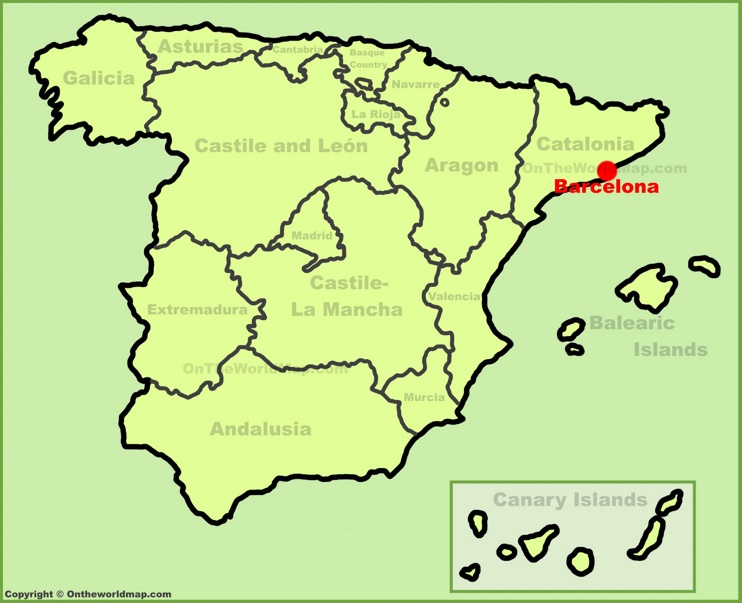 Barcelona location on the Spain map
