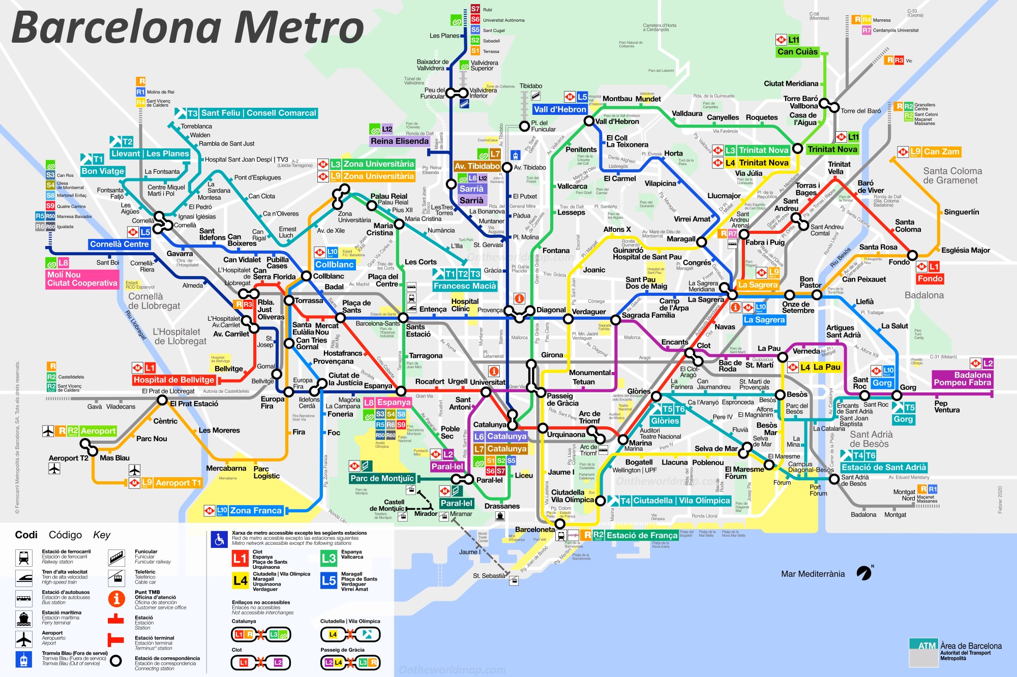 Barcelona Metro and Tram Map