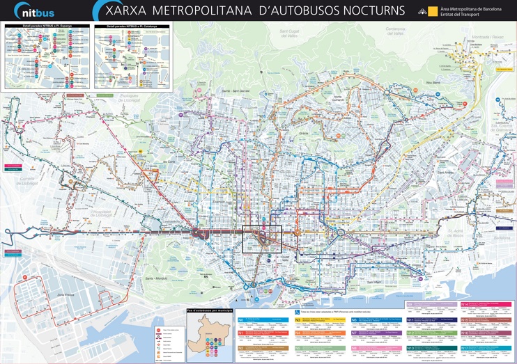 Barcelona Nitbus Map