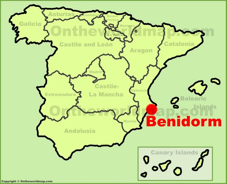 Benidorm location on the Spain map