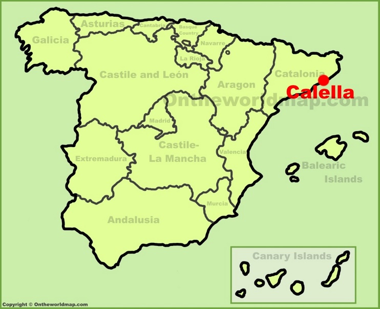 Calella location on the Spain map