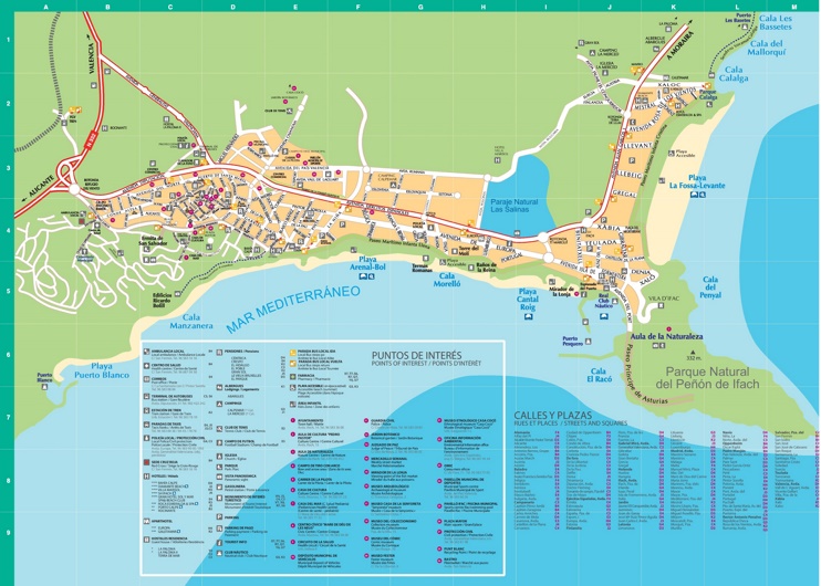 Calp hotels and sightseeings map