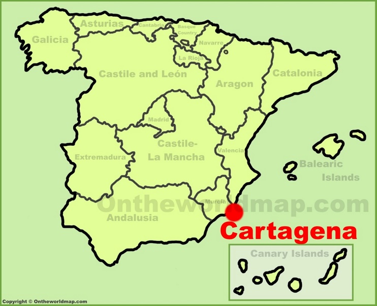 Cartagena location on the Spain map