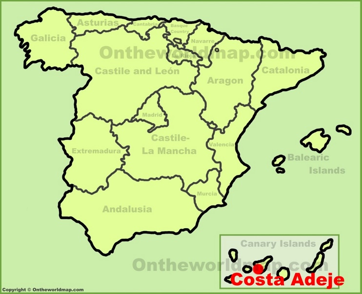 Costa Adeje location on the Spain map