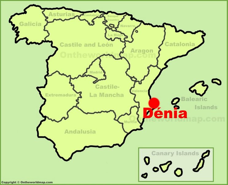 Denia location on the Spain map