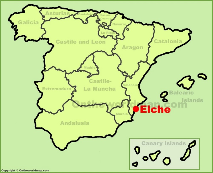 Elche location on the Spain map
