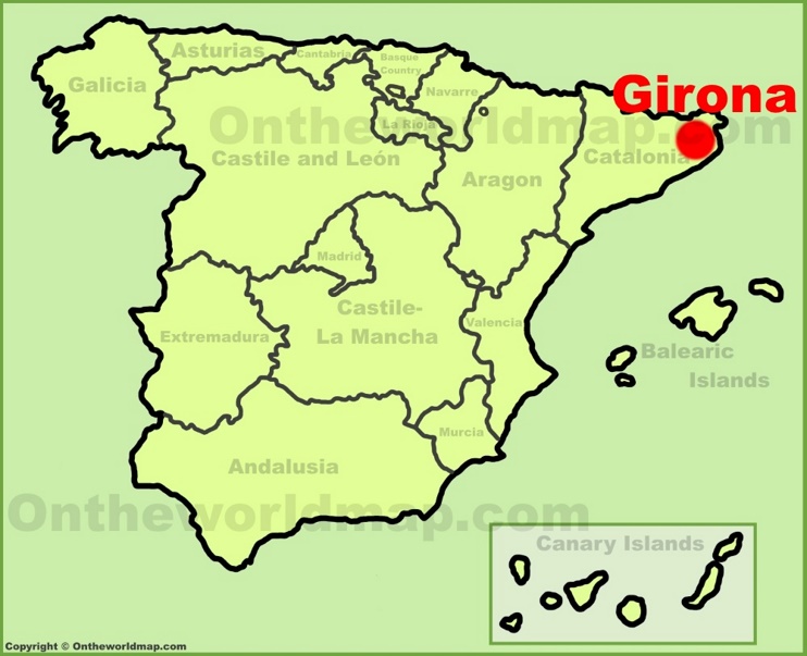 Girona location on the Spain map