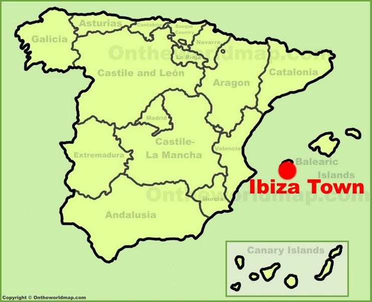 Ibiza Town Location On The Spain Map