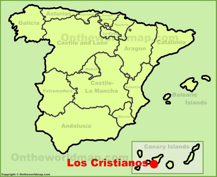 Los Cristianos location on the Spain map