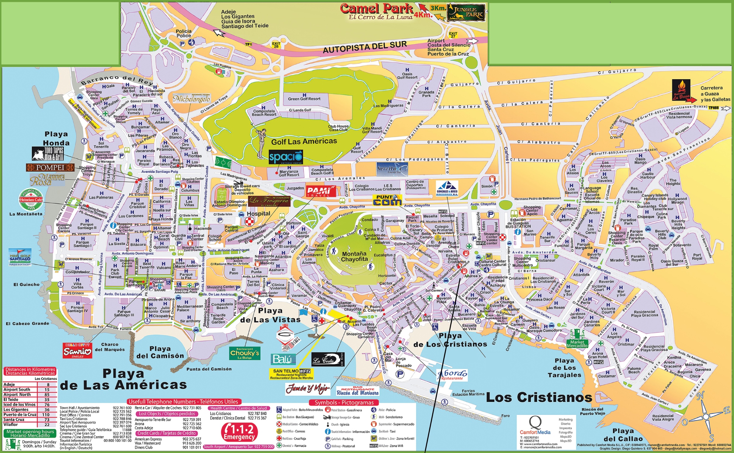 Los Cristianos And Playa De Las Am ricas Hotel Map Los Cristianos And Playa De Las Am ricas Hotel Map