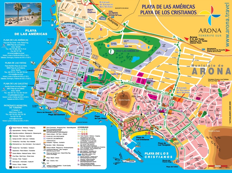 Los Cristianos and Playa de las Américas tourist map
