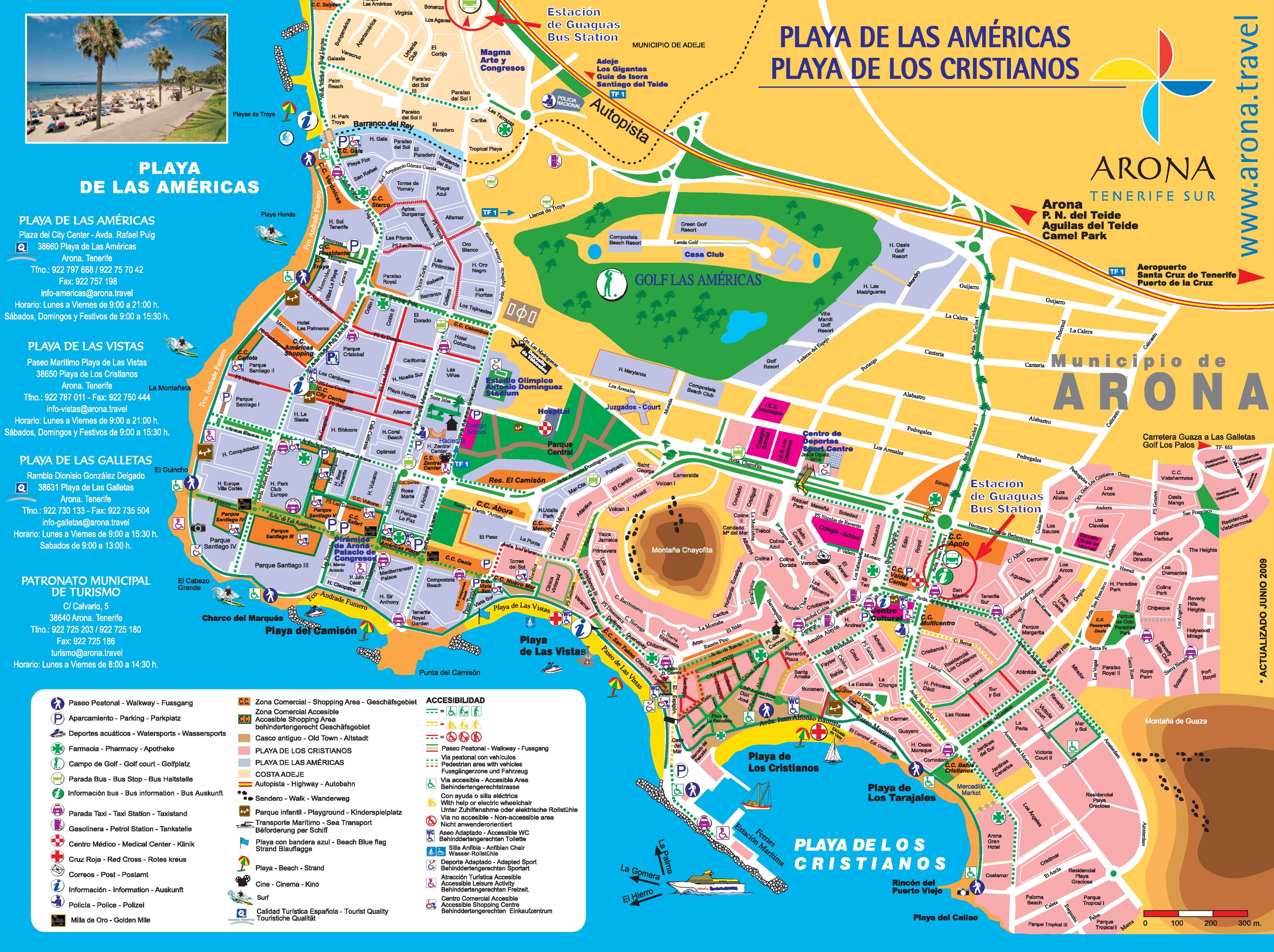 Los Cristianos And Playa De Las Am ricas Tourist Map