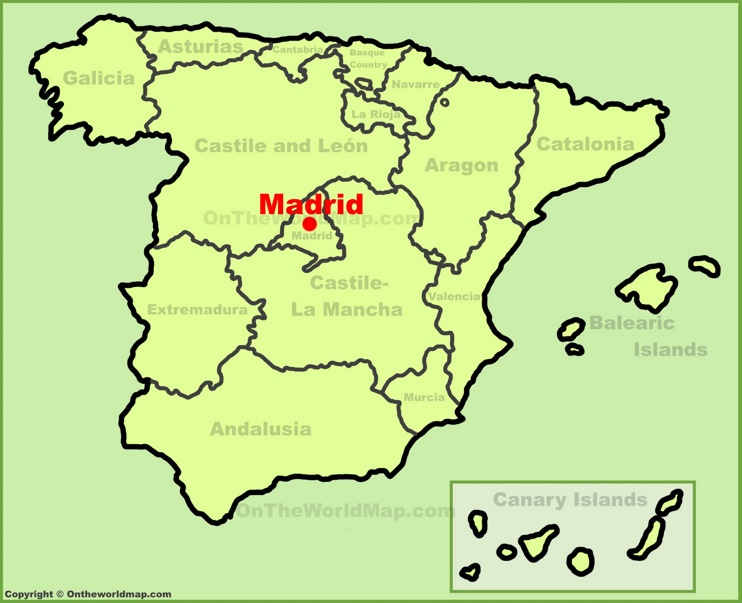 Madrid location on the Spain map