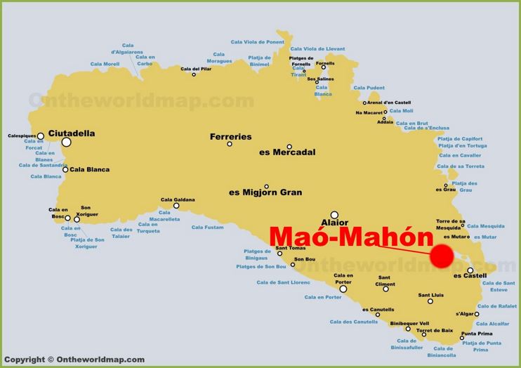 Mahón Location on The Minorca Map