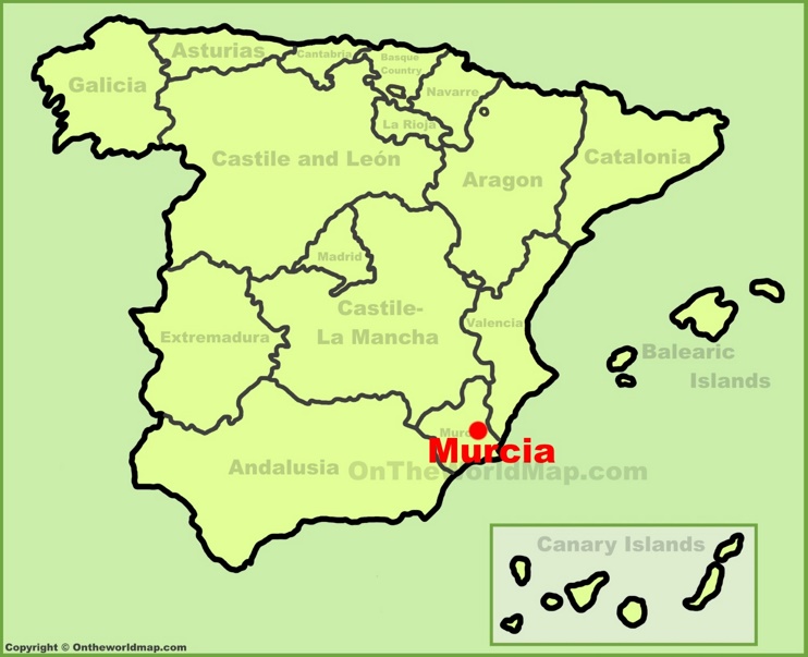 Murcia location on the Spain map
