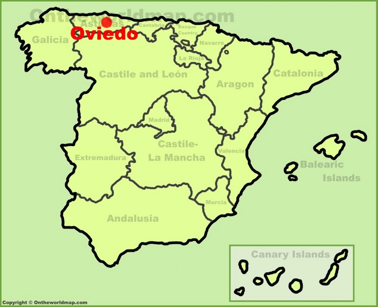 Oviedo location on the Spain map
