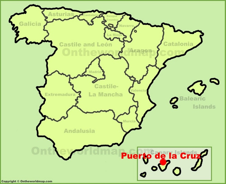 Puerto de la Cruz location on the Spain map