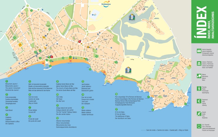 Large detailed tourist map of Salou