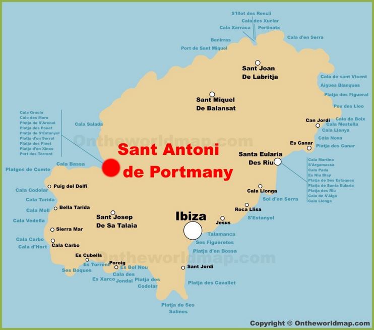 Sant Antoni de Portmany Location On The Ibiza Map