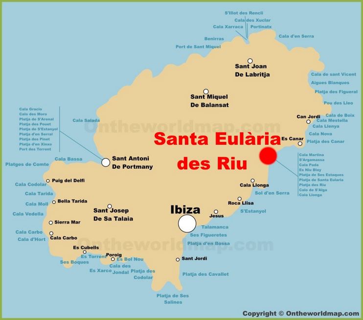 Santa Eulària des Riu Location On The Ibiza Map