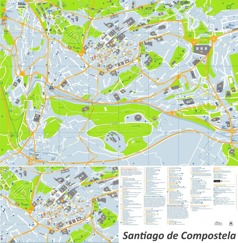 Santiago de Compostela tourist attractions map