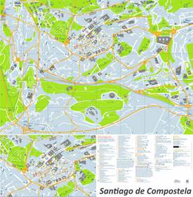 Santiago de Compostela Tourist Attractions Map
