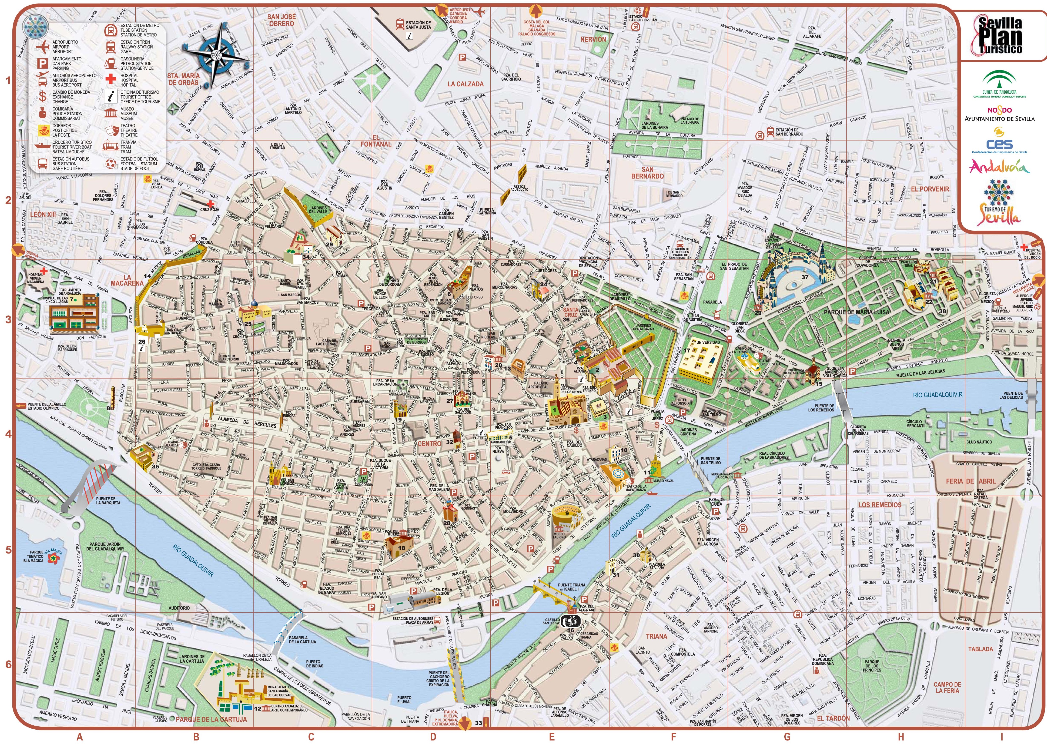 Tourist Attraction Map Seville Tourist Destination In The World Tourist Attraction Map Seville Tourist Destination In The World