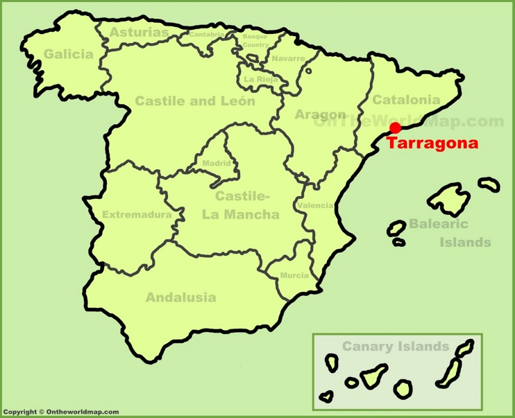 Tarragona location on the Spain map