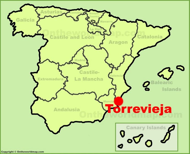 Torrevieja location on the Spain map