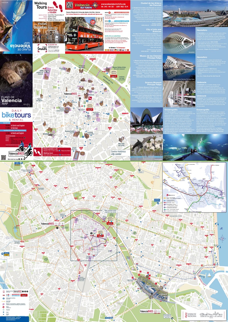 Valencia hotels and sightseeings map