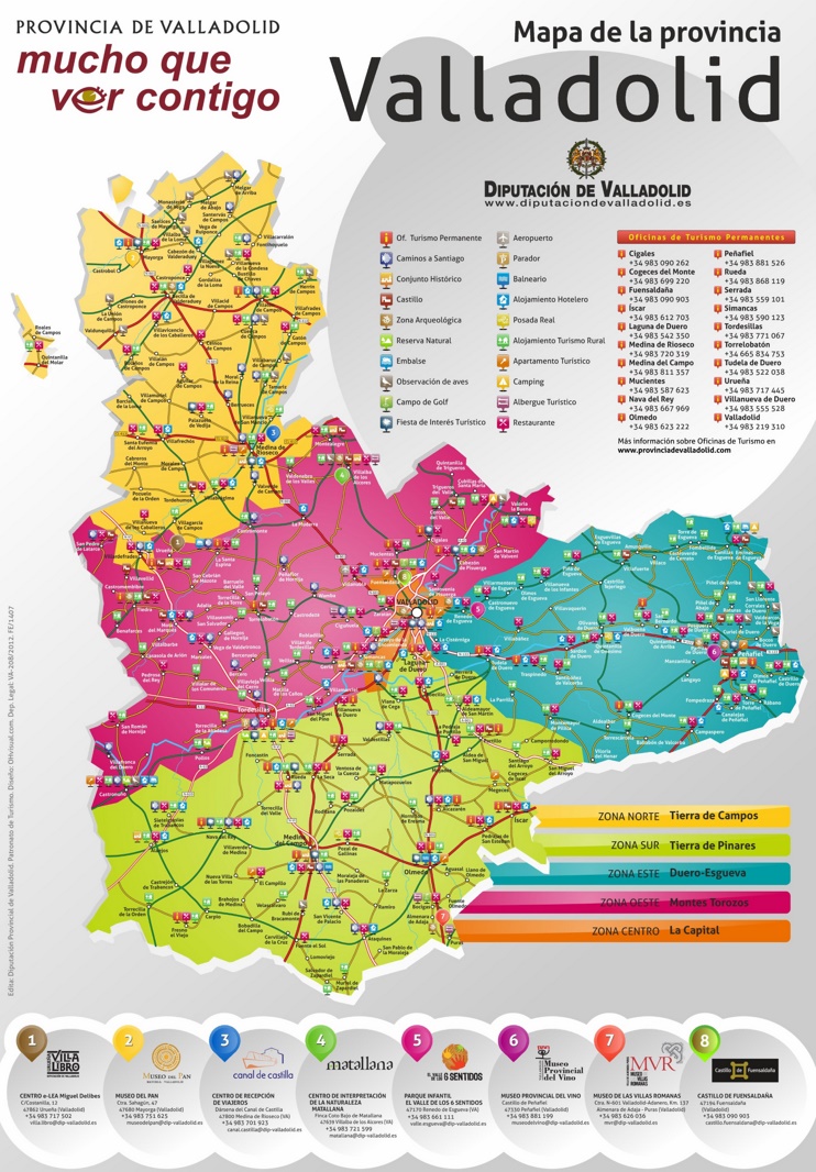 Province of Valladolid tourist map